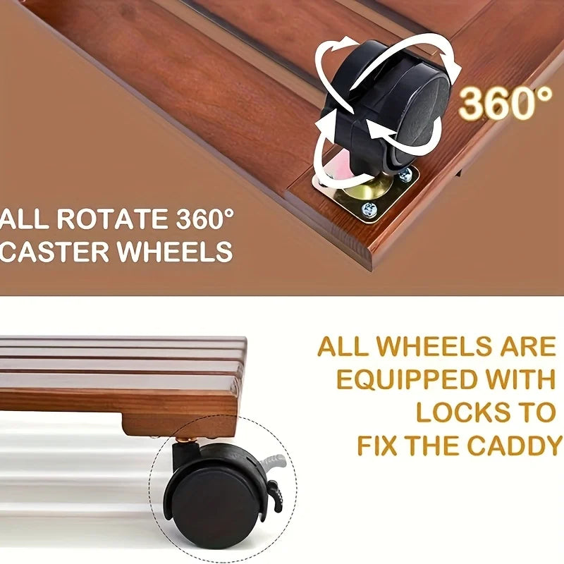 1PC Solid Wood Flower Pot Base with Universal Wheels, Movable Plant Pot Tray, High-Quality Multi-Functional Flower Pot Stand Oasis Select