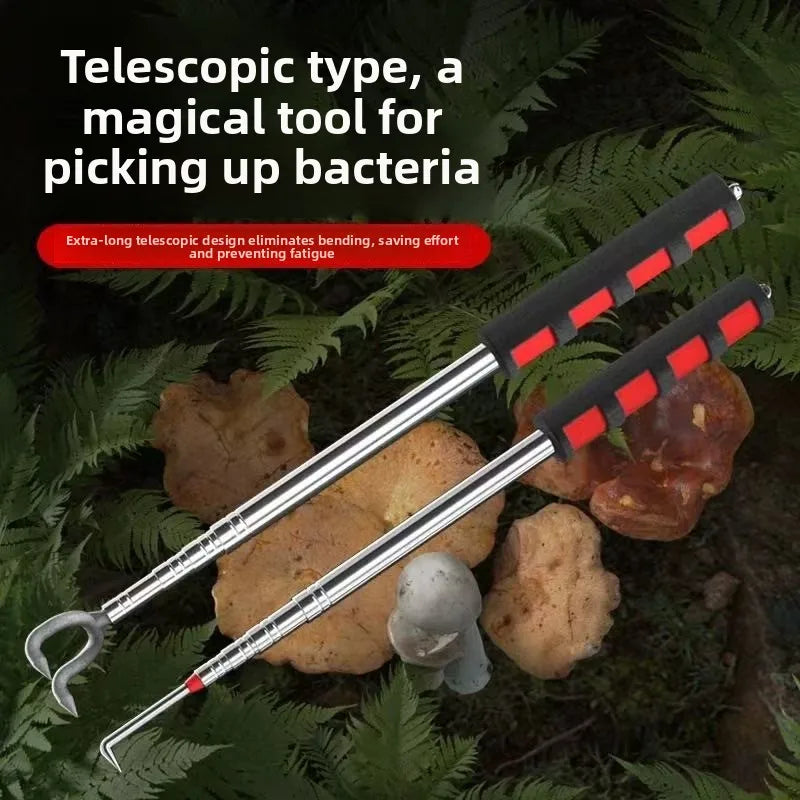 1-10PCTelescopic Mushroom Picking Tool Adjustable Foraging Rake for Wild Camping Hiking Portable Lightweight Outdoor Oasis Select