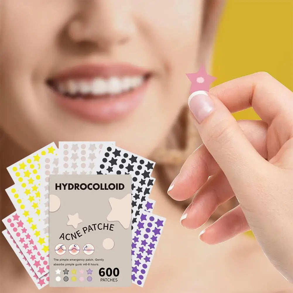 600 Counts Colorful Star Spot Acne/Pimple Patch For Face, Hydrocolloid Cute Star Shaped Acne Patch Invisible Zit Cover Stickers Oasis Select