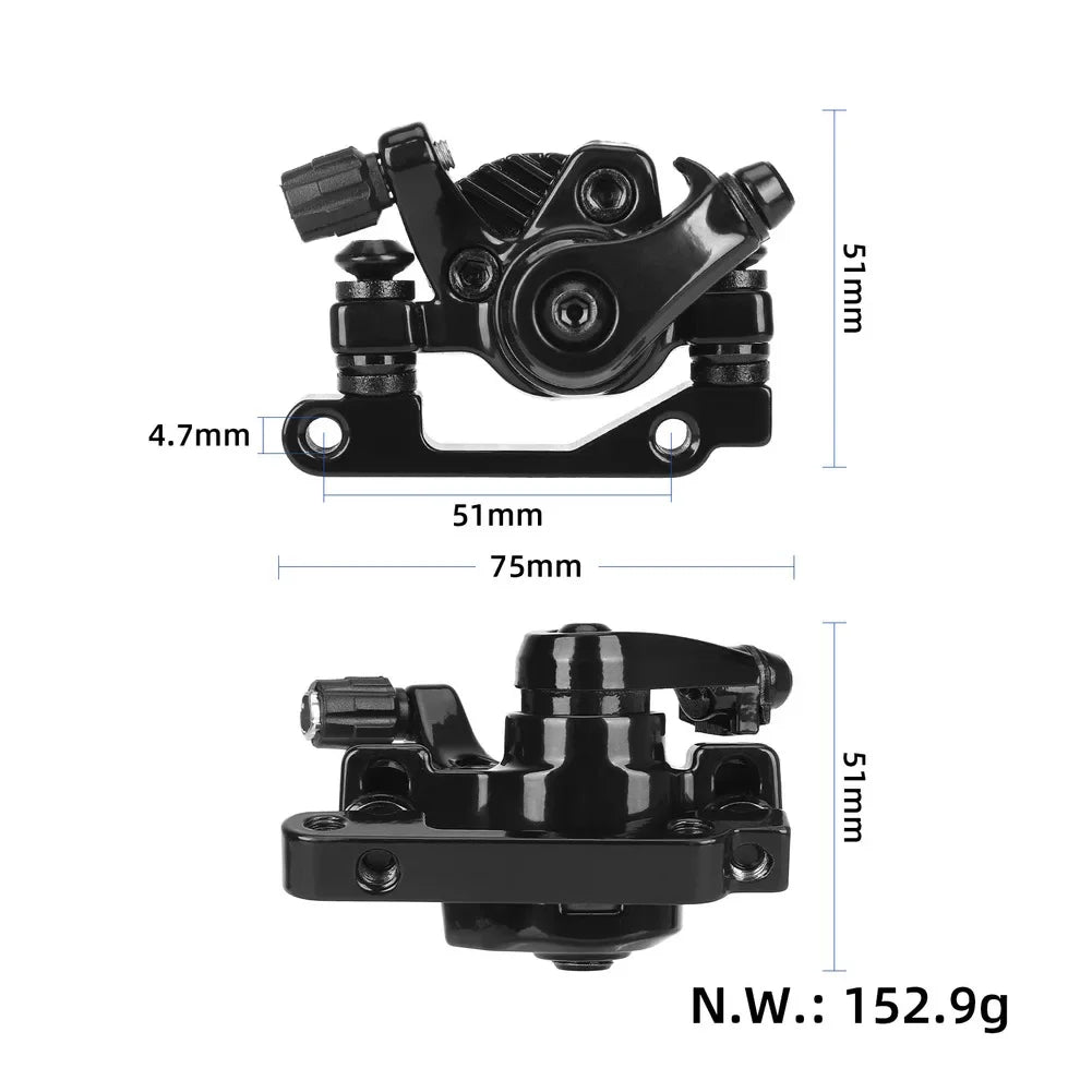 Compact Lightweight Brake System Aluminum Disc Brakes Black Left Rear Disc Brake 75*51mm Disc Brakes For Scooters Oasis Select