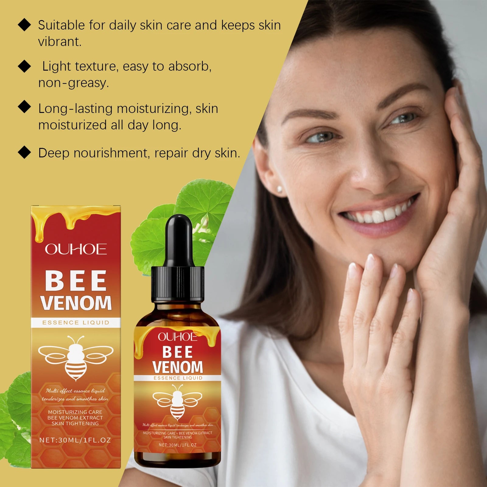 Bee Venom Firming Serum Lifting Tightening Fades Fine Lines Hydrating Brightening Facial Skin Treatment for Firmer Radiant Skin Oasis Select