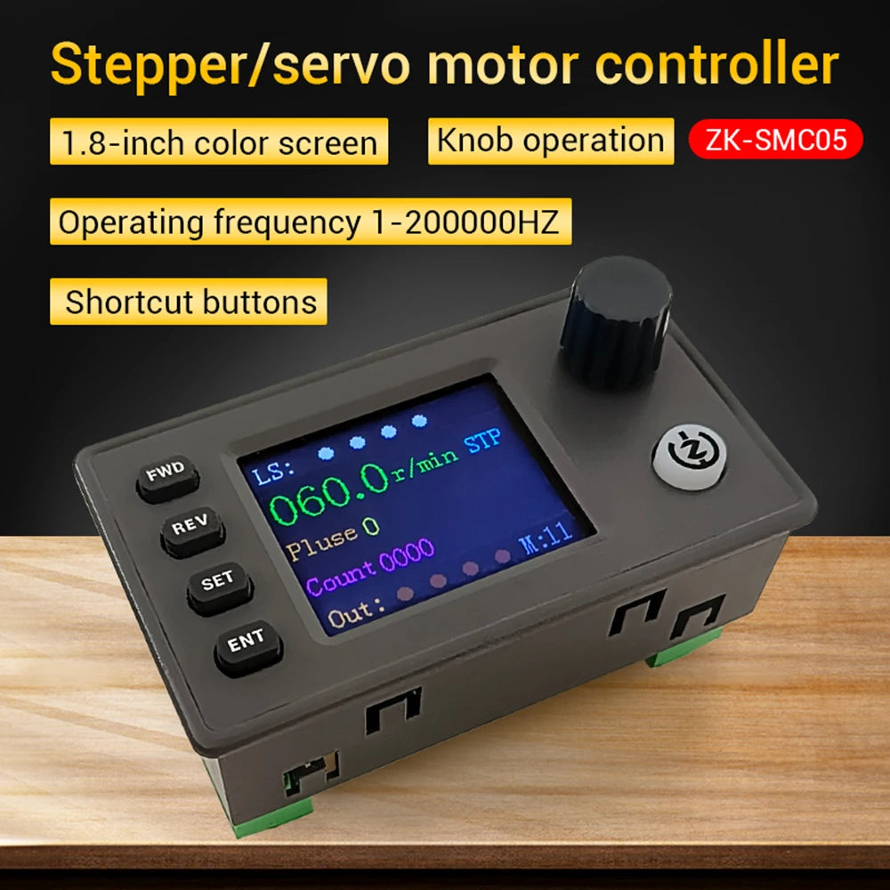 1HZ-200000HZ SMC05 Stepper Servo Motor Pulse Controller With Forward/Reverse Speed Control 1.8-inch HD Colors Screen Oasis Select