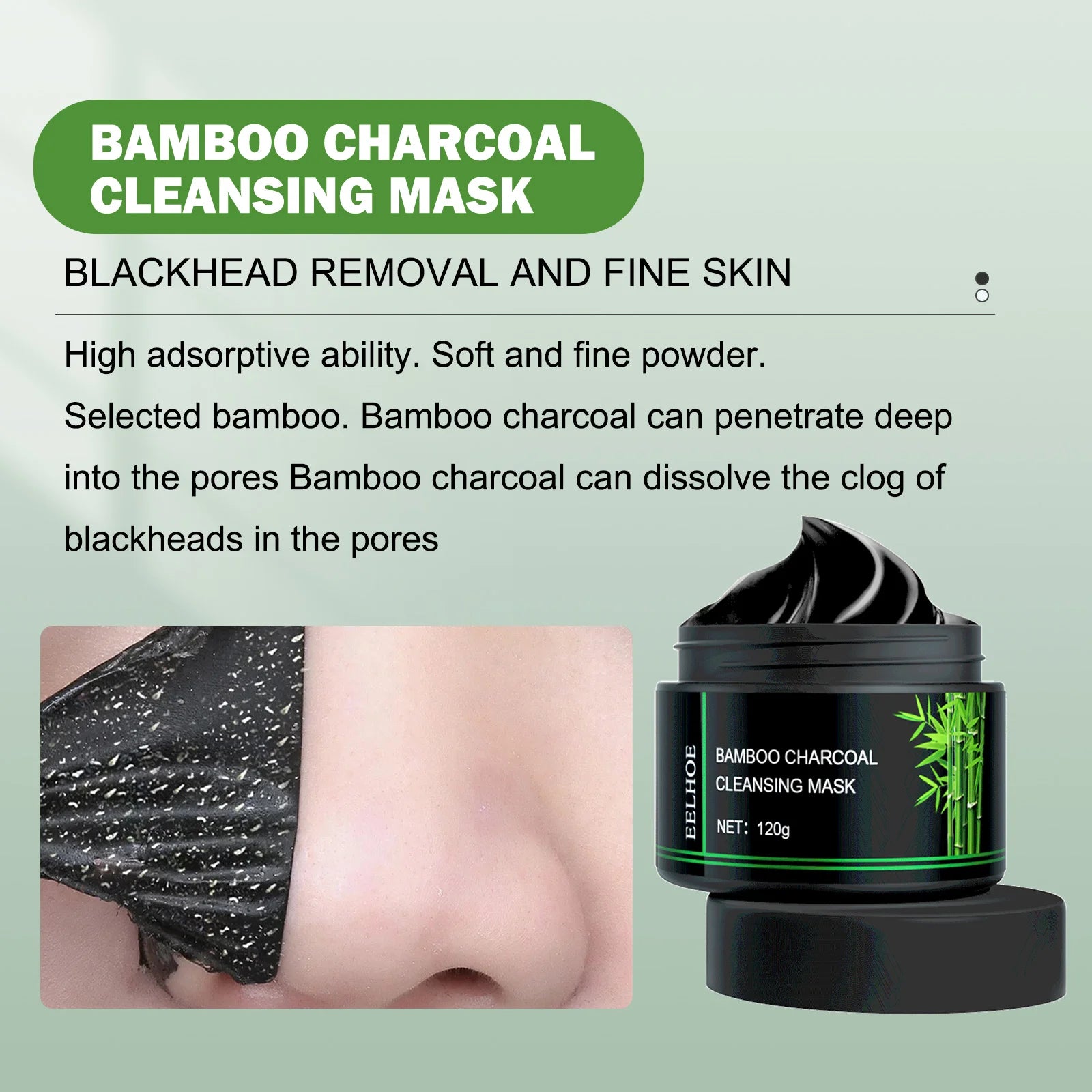 Bamboo Charcoal Facial Blackhead Remover Mask Deep Cleansing Shrink Pore Nose Black Dots Peel off Remove Stickers Skin Care Oasis Select