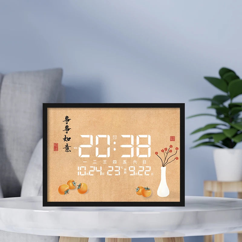 Household Perpetual Calendar Electronic Wall Clock Led Silent Luminous Calendar Smart Alarm Clock Table Clock Oasis Select A 34cmX24cm
