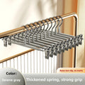 No-trace Anti-slip Stainless Steel Pants Hanger Clip Home Use JK Oasis Select 5 Newly upgraded deluxe version [removable clip ☀️ no-mark pant hangers] - serene grey