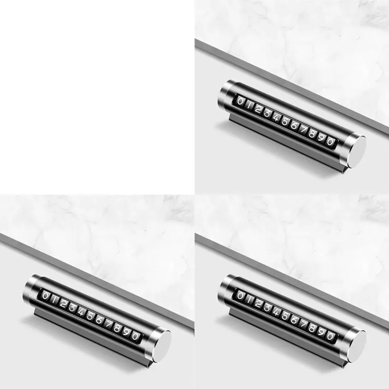 1/2/3pcs Phone Number Plate Temporary Parking Card Aluminum Stickers Rotate Park Stop Metal Car Temporary Parking Card Auto Oasis Select 3pcs Black