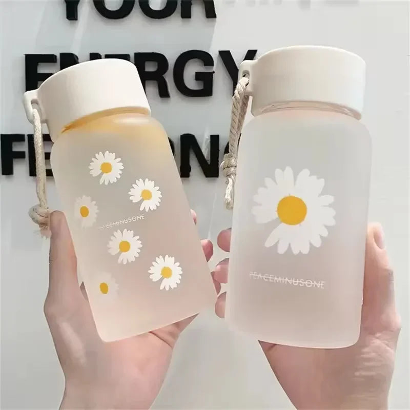 Small Daisy Frosted Plastic Mug Transparent Portable Travel Tea Cup BPA Free Cute Outdoor Girl Water Cup Children Water Bottle Oasis Select