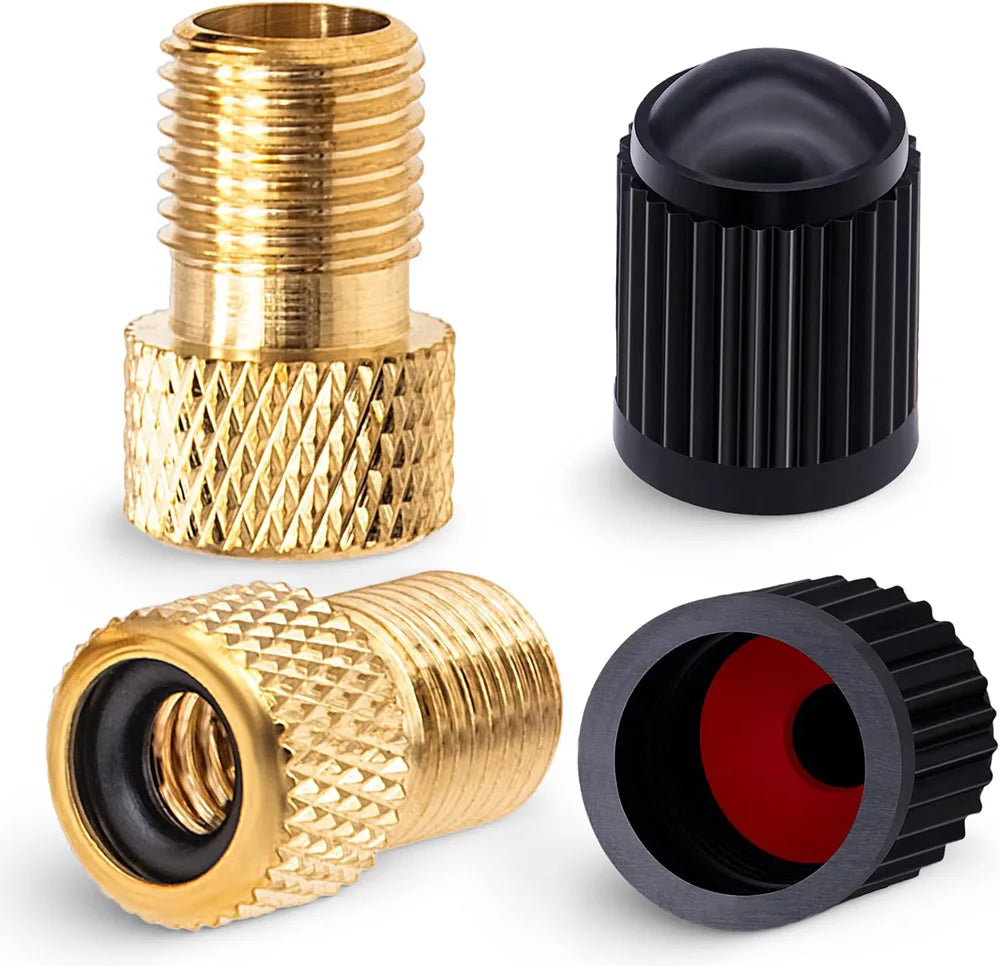 2Pcs Brass Presta Valve Adapter, Convert Presta to Schrader Adaptor, Inflate Tire for Bikes, 2 Pack Black Tire Valve Caps Oasis Select 1Set