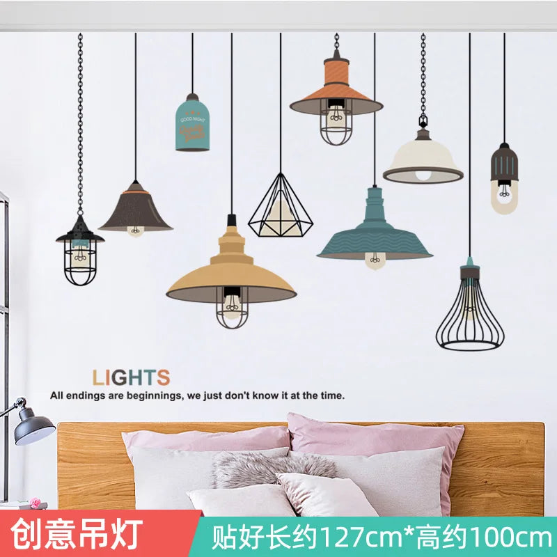 Ink Smudge Light Blue Mountain Background Wall Decoration Stickers Bedroom Bedside Chinese Artistic Conception Wall Stickers Oasis Select 23