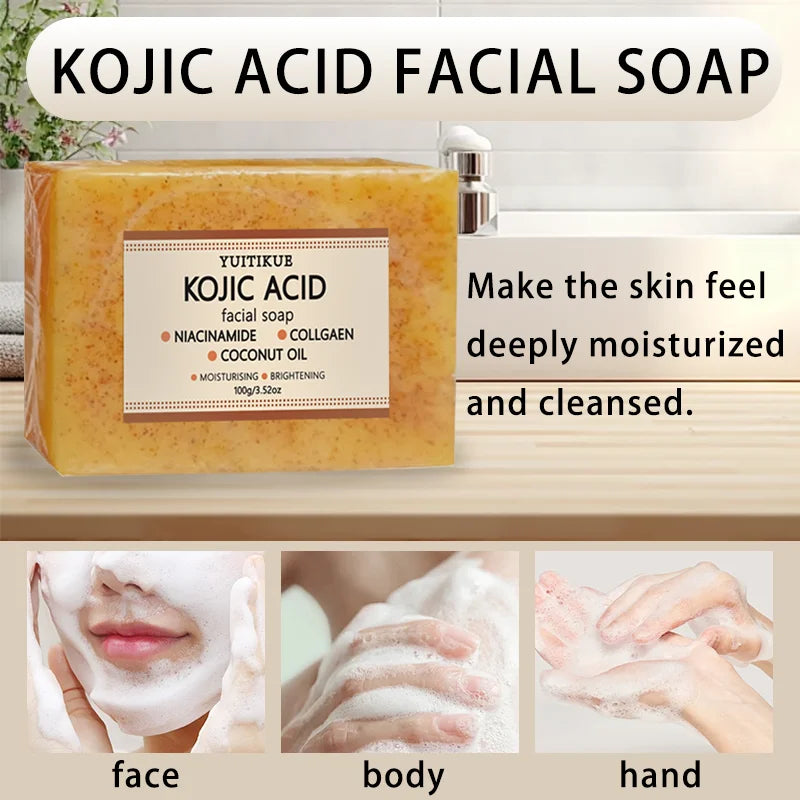 YUITIKUE Kojic Acid Facial Soap with Niacinamide Collagen Coconut Oil for Deep Cleansing & Brightening Skin Oasis Select