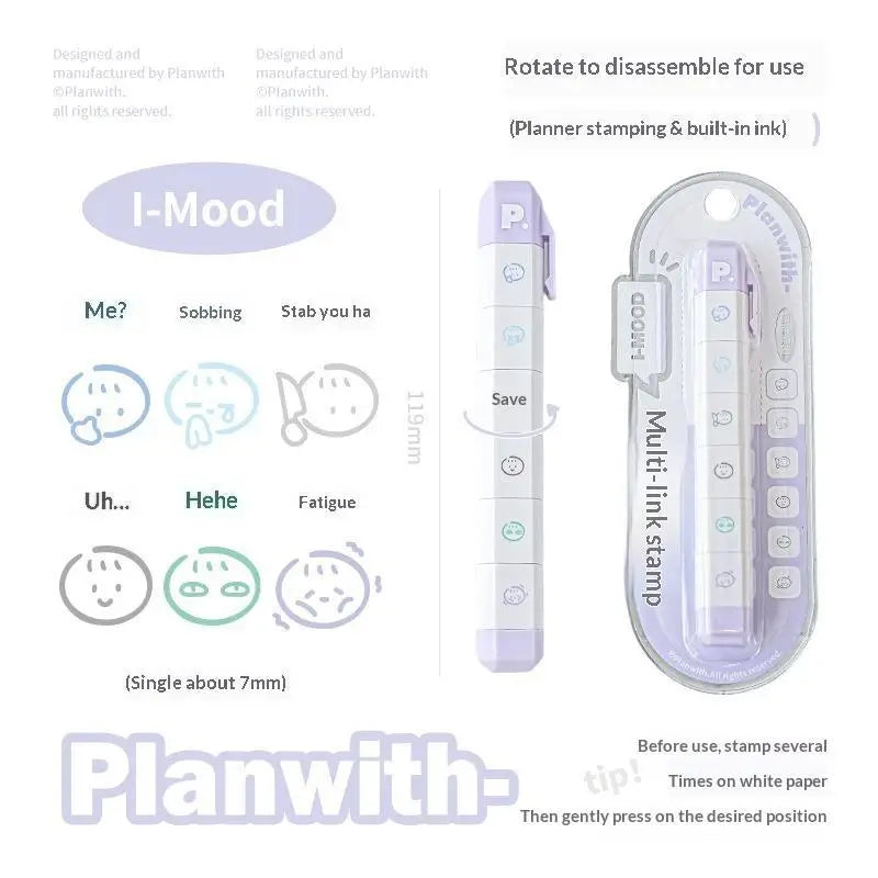 Cute INS Kawaii Multilink Mood Stamp Waterproof Decorative Stamp for Journal Scrapbooking Art Craft Supplies Oasis Select A3