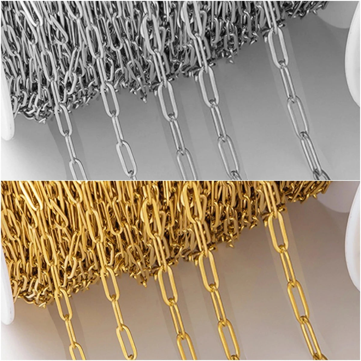 2meter 18K Gold PVD Plated Stainless Steel Paperclip Chains Oval Link Bulk for DIY Bracelet Necklace Jewelry Craft Making Oasis Select