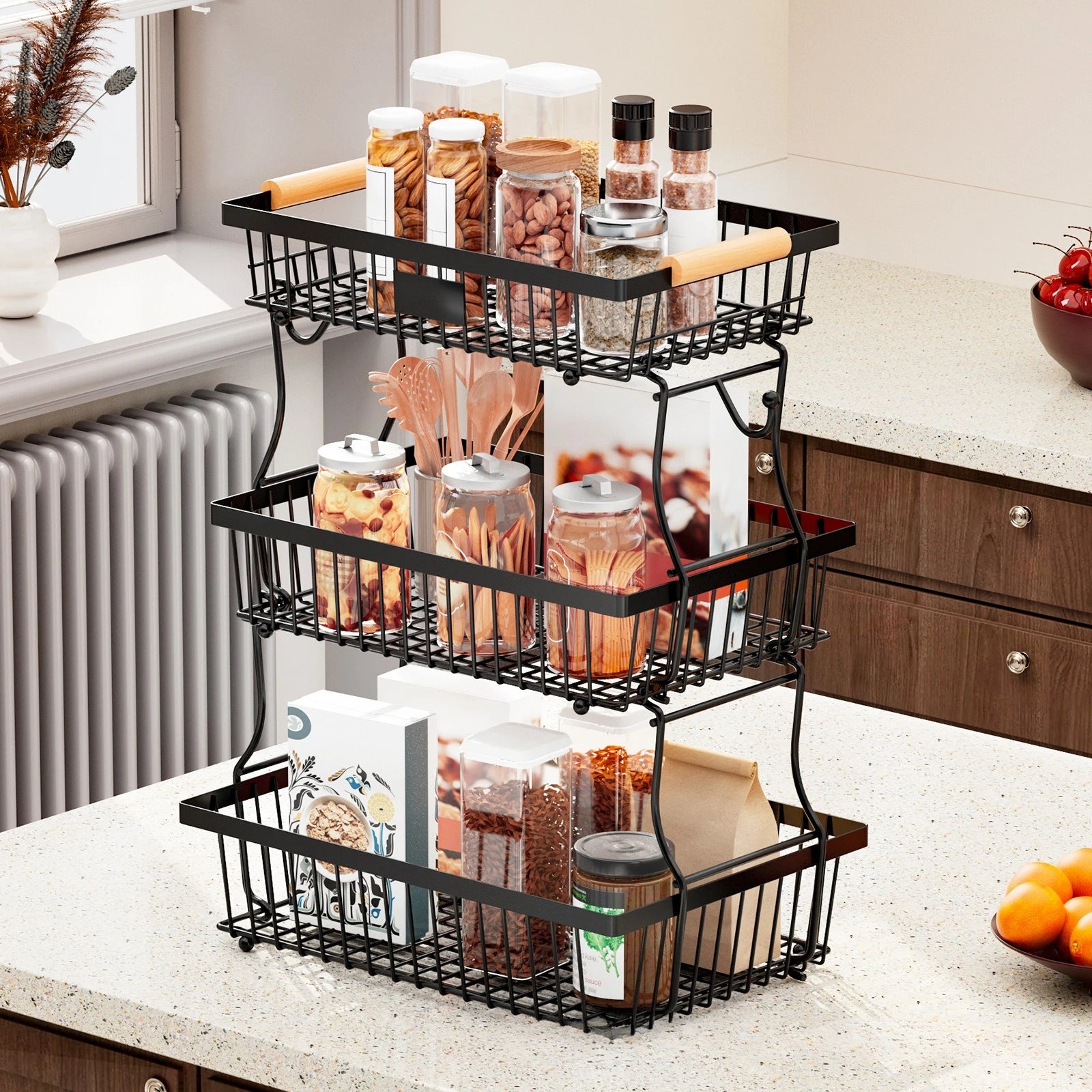 Fruit basket restaurant snack storage fruit basket wrought iron kitchen countertop removable fruit and vegetable storage basket Oasis Select