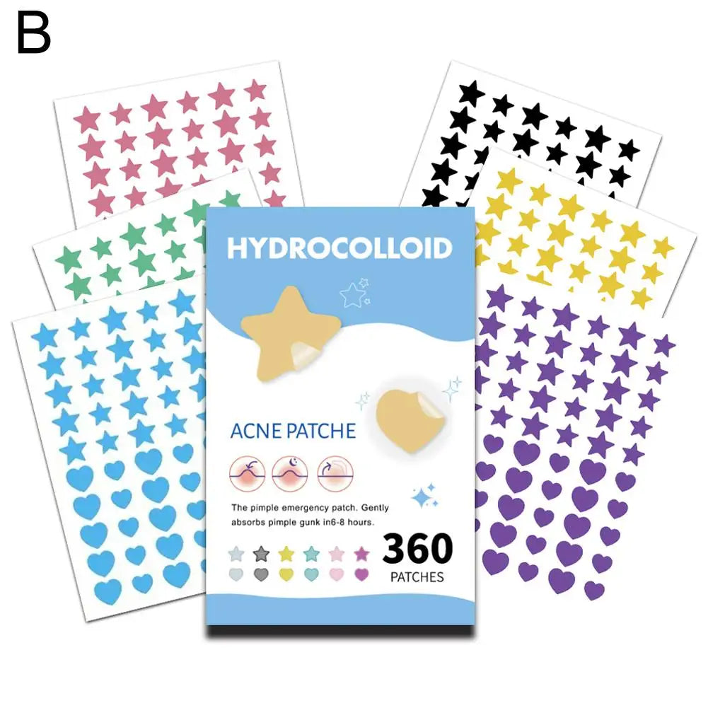 Hydrocolloid Acne Patches – Star, Heart & Circle Shapes Acne Pimple Patches Oasis Select B-360pcs