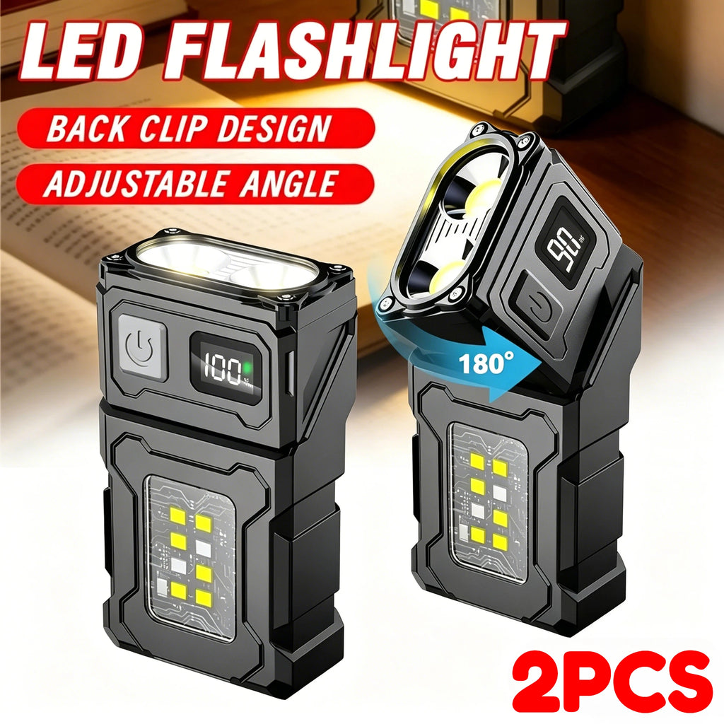 Mini USB-C Rechargeable LED Flashlight 800LM COB Clip Magnet