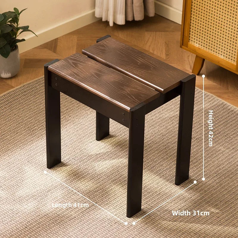 Solid wood American retro home solid wood small bench round stool coffee table stool low stool shoe changing stool small stool Oasis Select Walnut