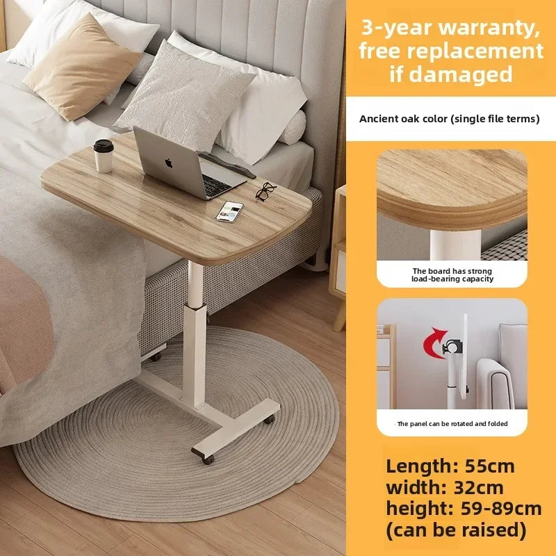 Laptop computer table Bedside table can be lifted and lowered 360 degrees Rotating desktop Simple portable mobile table Oasis Select 104 ancient oak