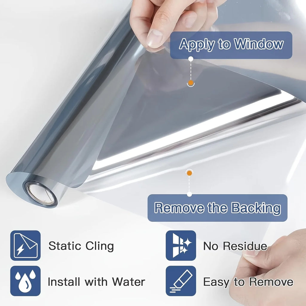 Self-Adhesive Sun Protection Mirror Film Indoor Window Protection Film Heat Insulation Sunshade Film Office And Home Window Film Oasis Select