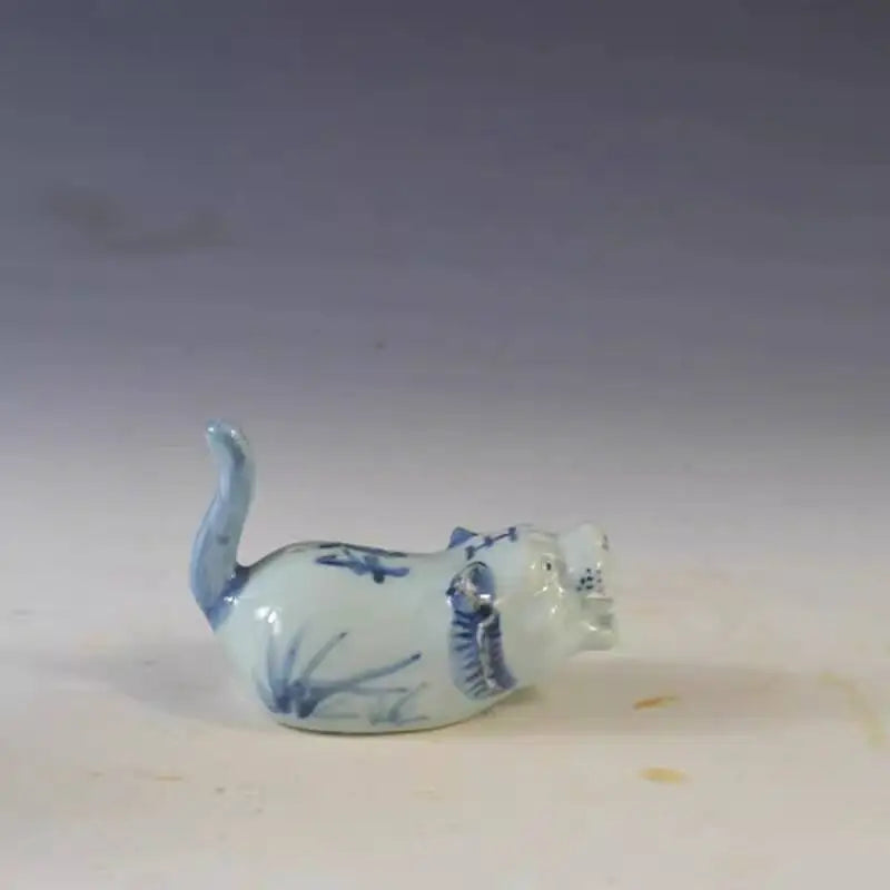 Porcelain Republic Of China Style Blue And White Zodiac Inkstone Tea Pet Study Room Desk Ornament Oasis Select