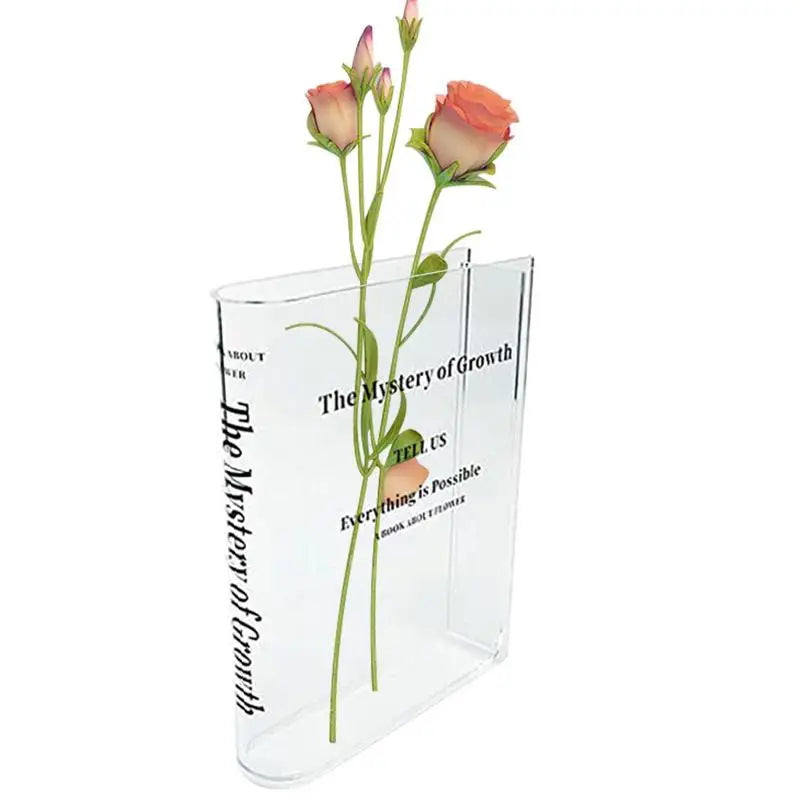 Clear Book Vase Aesthetic Acrylic Vase Unique Flower Vase For Cute Bookshelf Decor Modern Style Vase Room Decor Floral Container Oasis Select
