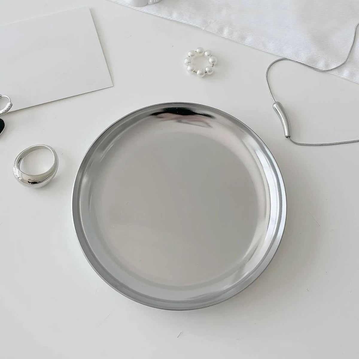 Silver Stainless Steel Cosmetic Jewelry Storage Tray Oasis Select