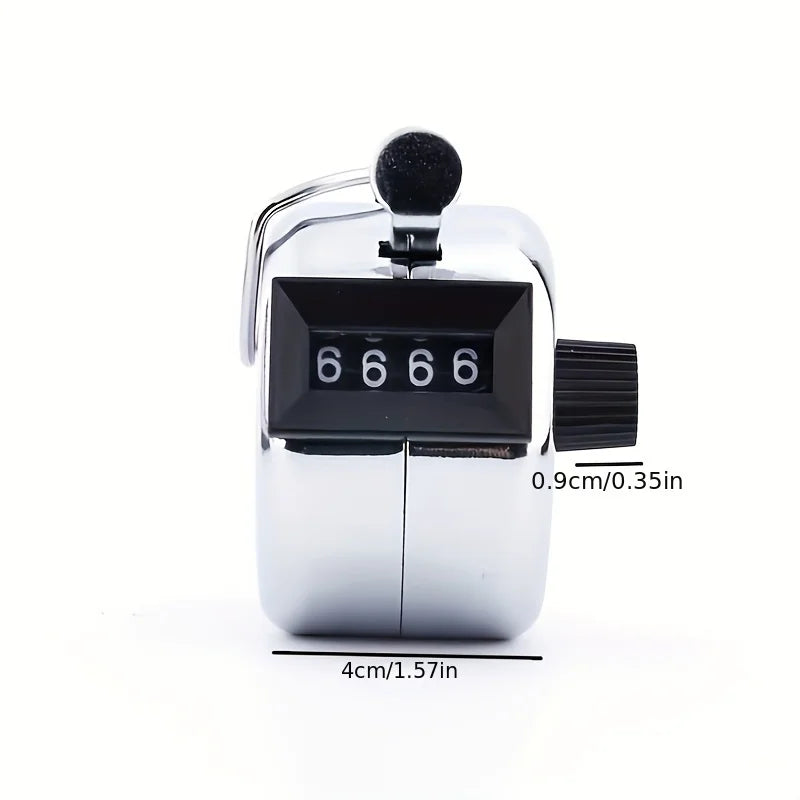 1 Piece of Iron Handheld 4-digit Digital Answer Counter, Non Rechargeable Metal Counter, Used for Counting and Coaching Tools Oasis Select Silver