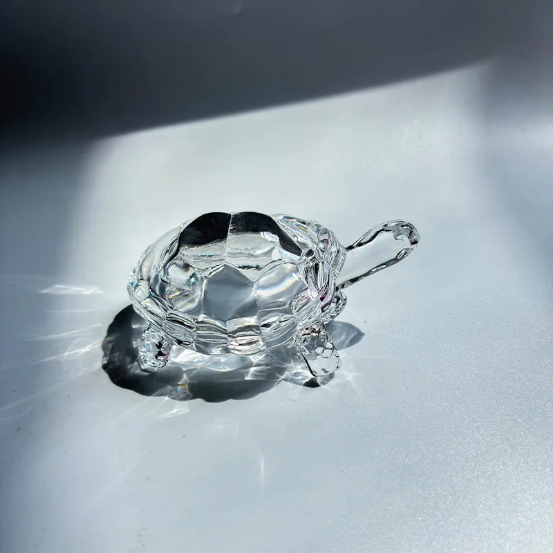 Lucky turtle ornament, crystal glass magical turtle statue light-catcher, Christmas gift mysterious power home office decoration Oasis Select transparent color