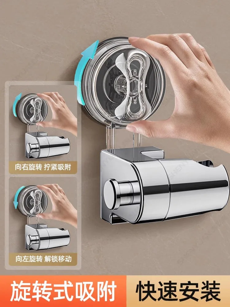 Shower Head Holder Suction Cup Holder 360° Adjustable Detachable Hanging Rack Plating Shower Holder Bathroom Wall Mount Bracket Oasis Select