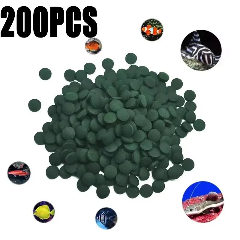 1000-100PCS Spirulina Flakes Spirulina Catfish Tropical Veggie Algae Wafers Bulk Fish Food Feed Hot Oasis Select 200pcs