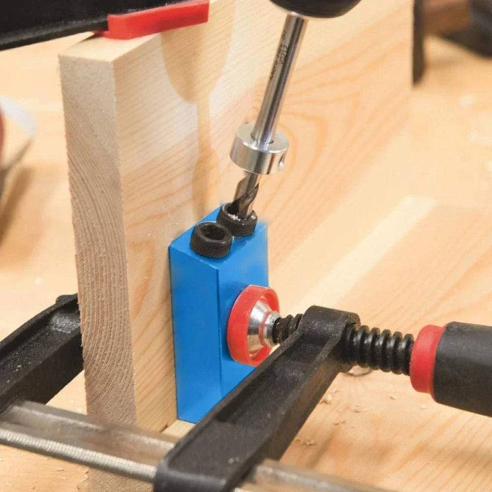 Woodworking Oblique Pocket Hole Locator Jig Kit 15 Degree Angle Drill Guide Set Hole Puncher DIY Carpentry Tools Drill Bits Oasis Select