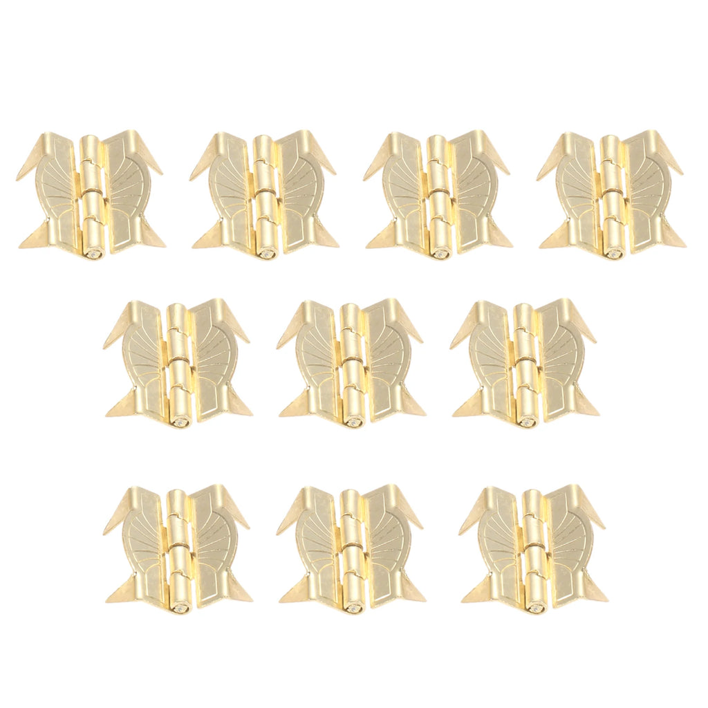 10Pcs Metal Hinges Gold Color Luggage Hinges With Legs Cabinet Hinges Decorative Hinges For Wooden Box Suitcase Hardware 22*19mm Oasis Select
