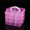 3 Tier 18-Grid Transparent Adjustable Stackable Compartment Slot Plastic Storage Box For Organizing Toys Jewelry Accessories Oasis Select Pink