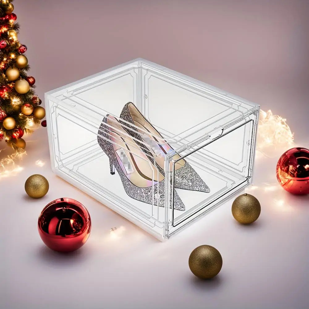 6pcs/set，Shoe Storage Box, Clear Stackable Shoe Organizer for Closet, Space Saving Foldable Shoe Rack Sneaker Container ,High qu Oasis Select