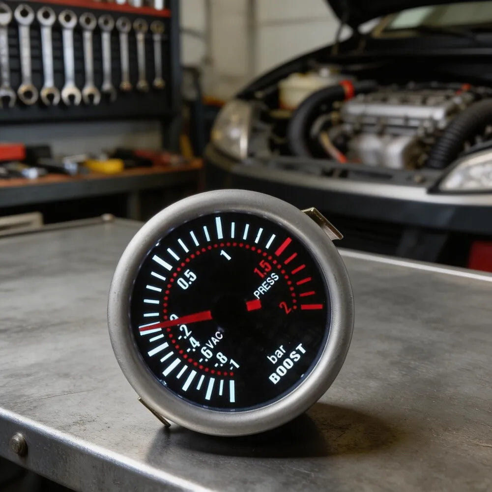 LED Pointer Turbocharger Boost Pressure Gauge 2 inch 52mm for -1 to 2 Bar Range Compatible with For 12V Vehicles Oasis Select