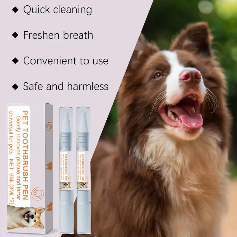 2pcs Pet Toothbrush Pen Soft Bristles Dog Oral Stone Cleaning Pen Pet Dog/Cat Teeth Refreshing Pen Pet Dog Cat Beauty Toothbrush Oasis Select