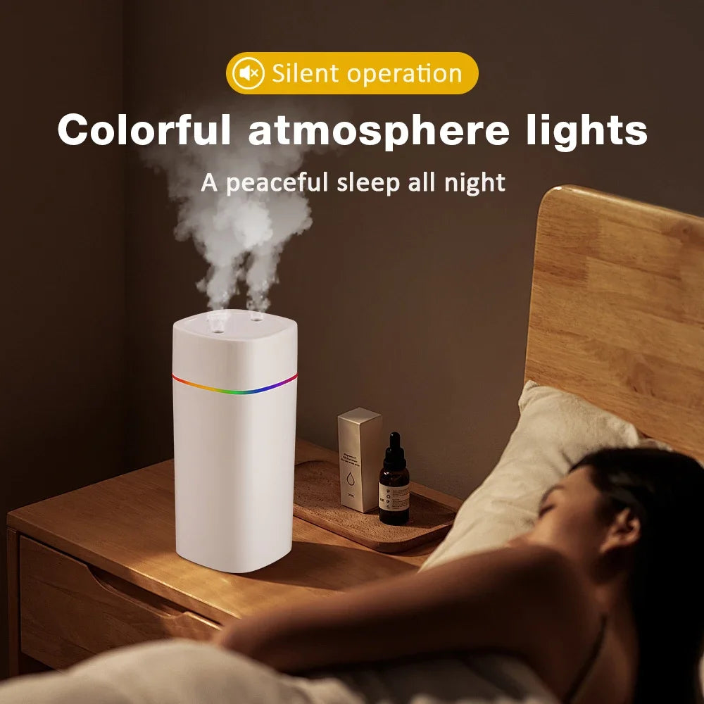 600ml USB Mini Humidifier – Nano Mist, Aromatherapy & Color Light