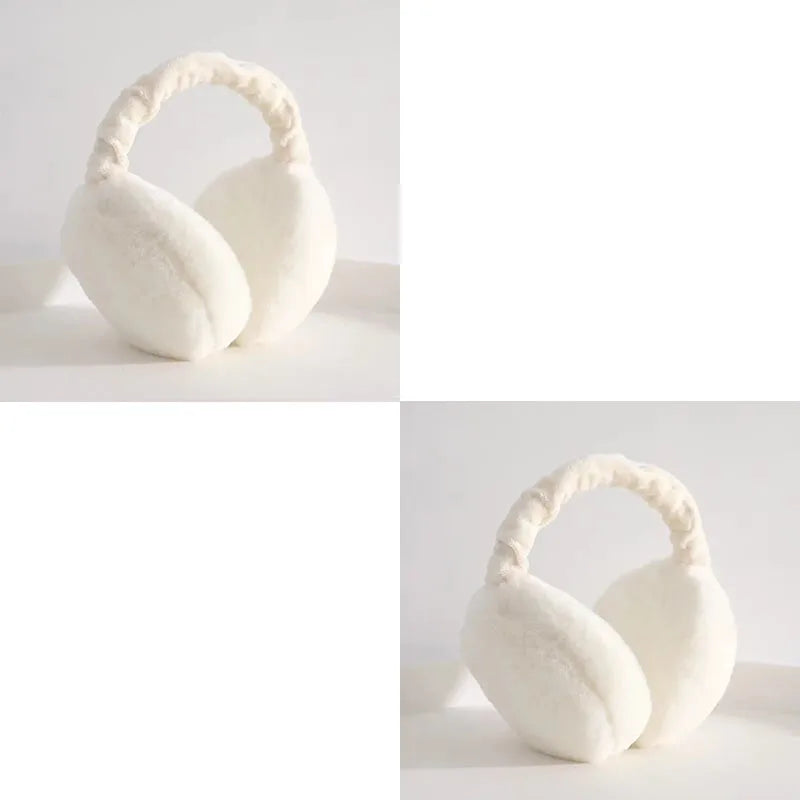 1-4PCS Korean Version Foldable Portable Ear Cup For Warmth, Plush Earplugs For Men And Women For Warmth In Autumn And Winter Oasis Select White-2pcs