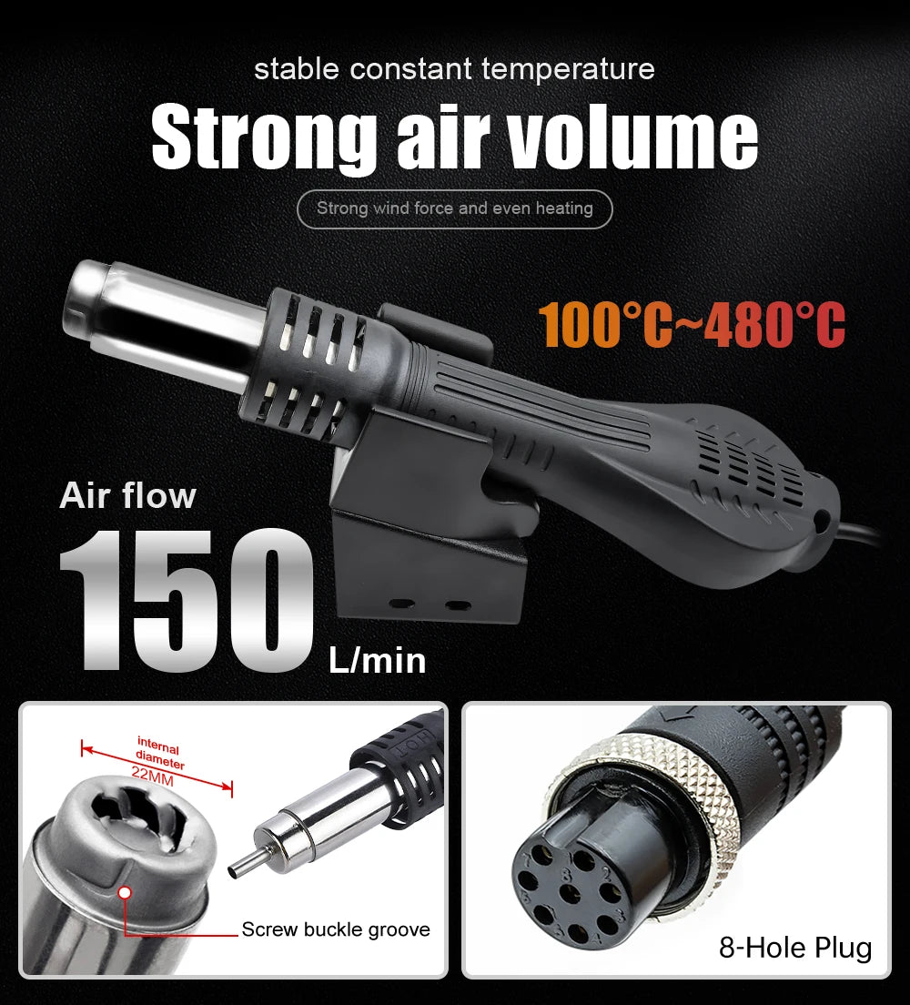 JCD 8858 Micro Hot Air Gun 750W Rework Soldering Station LCD Digital Hair Dryer For Soldering 110V Heat Gun Welding Repair Tools Oasis Select