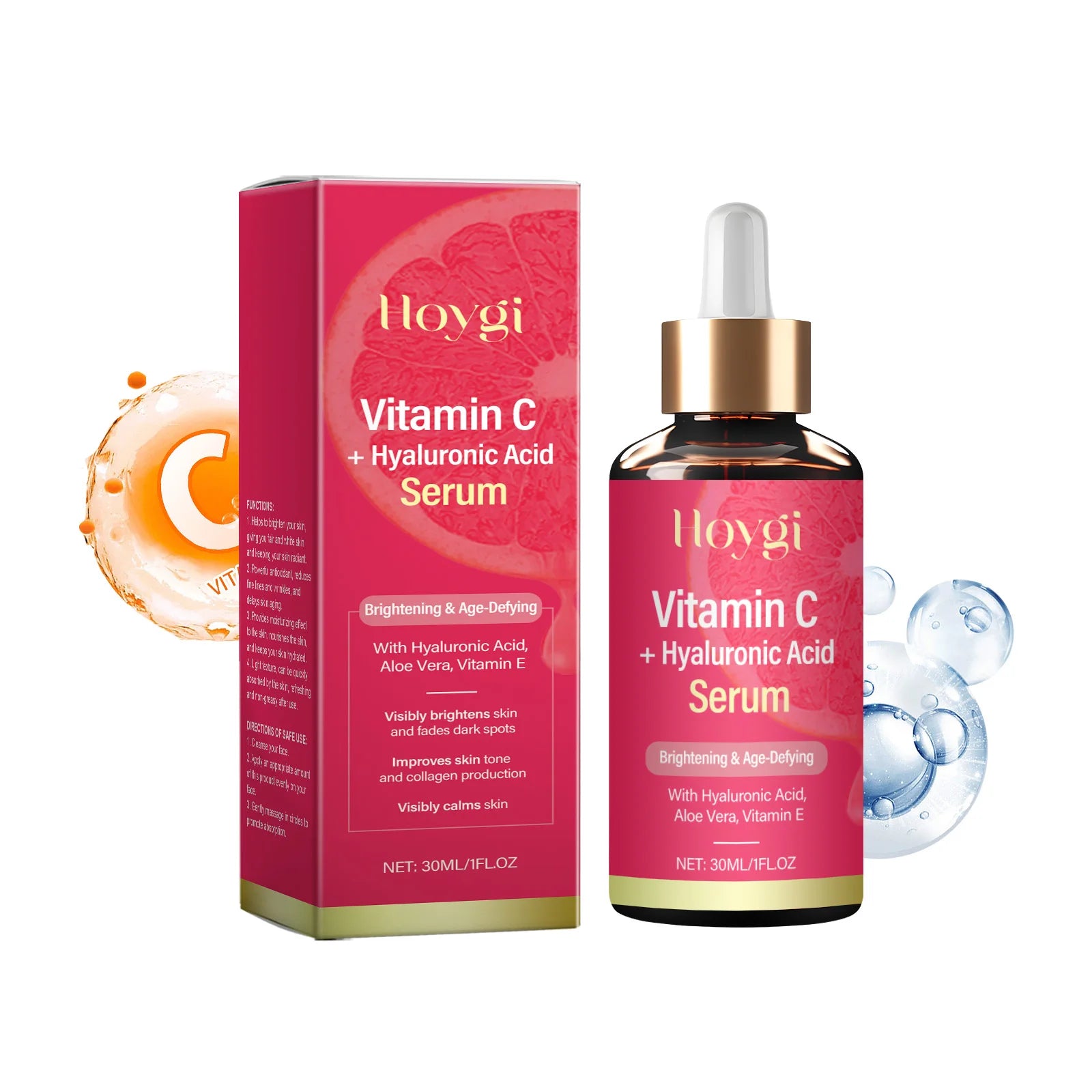 Vitamin C & Hyaluronic Acid Serum – Brighten & Fade Dark Spots Vitamin C Face Serum Oasis Select 30ml 2Pcs