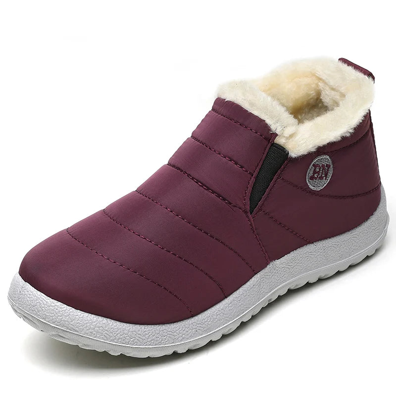 Men's Boots Slip On Winter Shoes For Men Ankle Boots Winter Booties For Men Fur Shoes Waterproof Snow Boots Warm Casual Botas Oasis Select Wine Red N 40