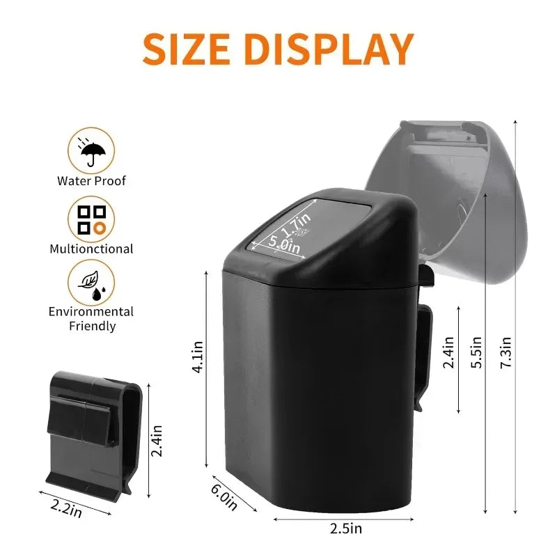 Car Trash Can with Lid Hanging Dustbin Garbage Box Car Interior Storage Case Trash Door Seat Clip Stand Holder Car Accessories Oasis Select
