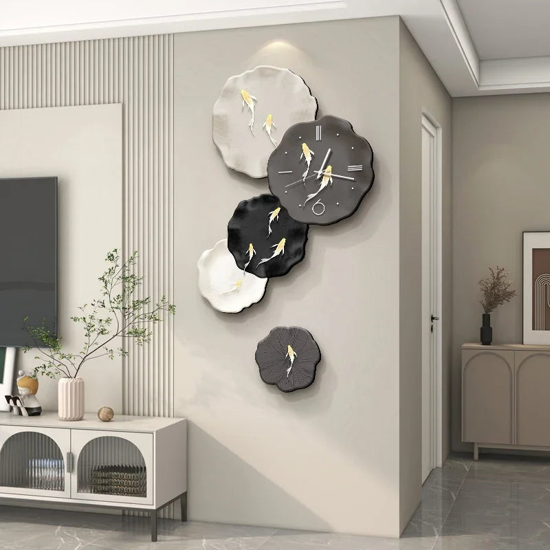Abstract Art Living Room Decorative Painting Wall Clock Background Wall Clock Decoration Clocks Wall Home Decor Oasis Select