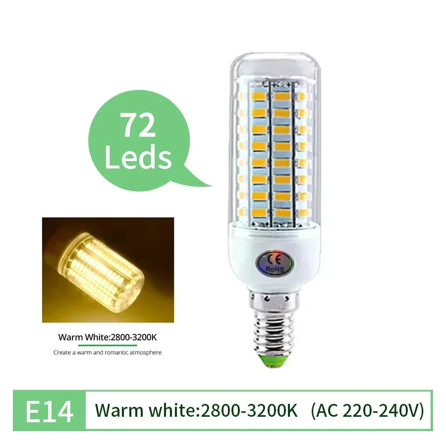 E27 E14 LED Corn Bulb 220V 5730 SMD – Energy Saving 50,000Hr LED Corn Bulb Oasis Select 72leds E14 Warm