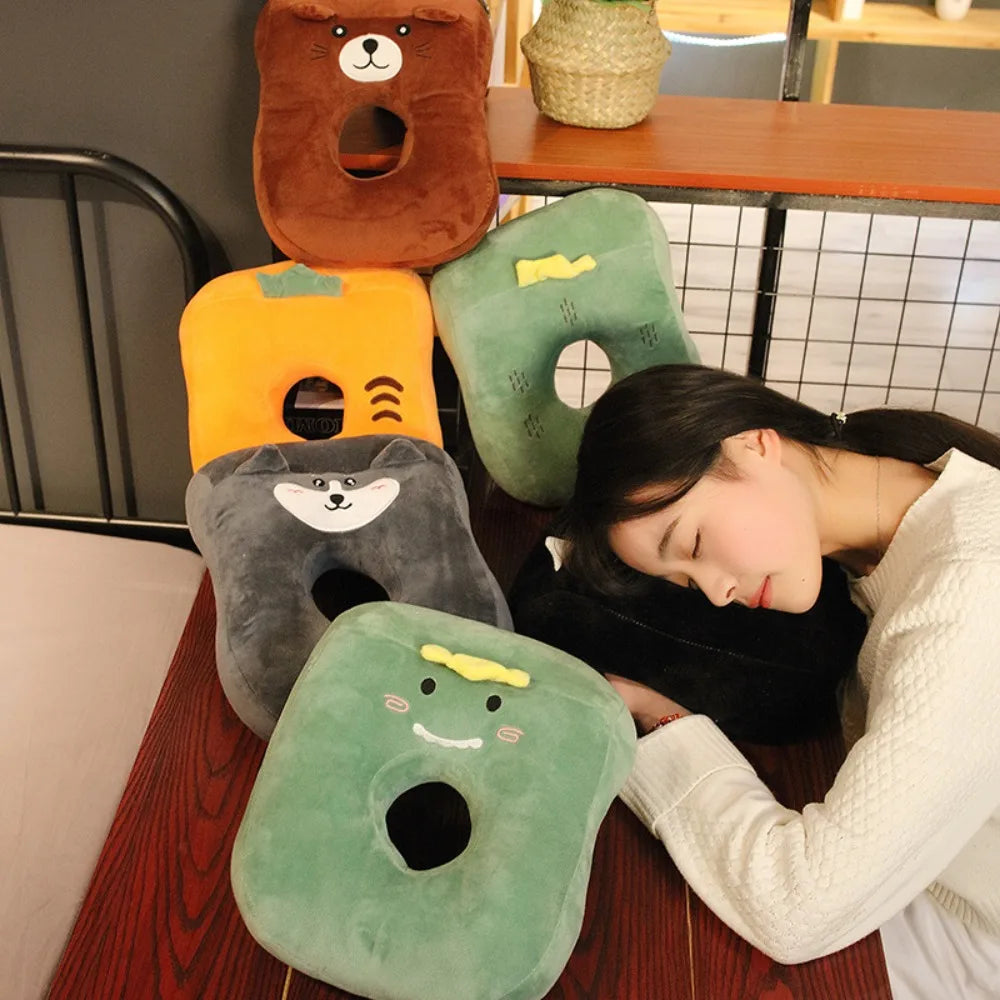 Cartoon Animal Nap Pillow – Soft Ring Desk & Travel Rest Pillow