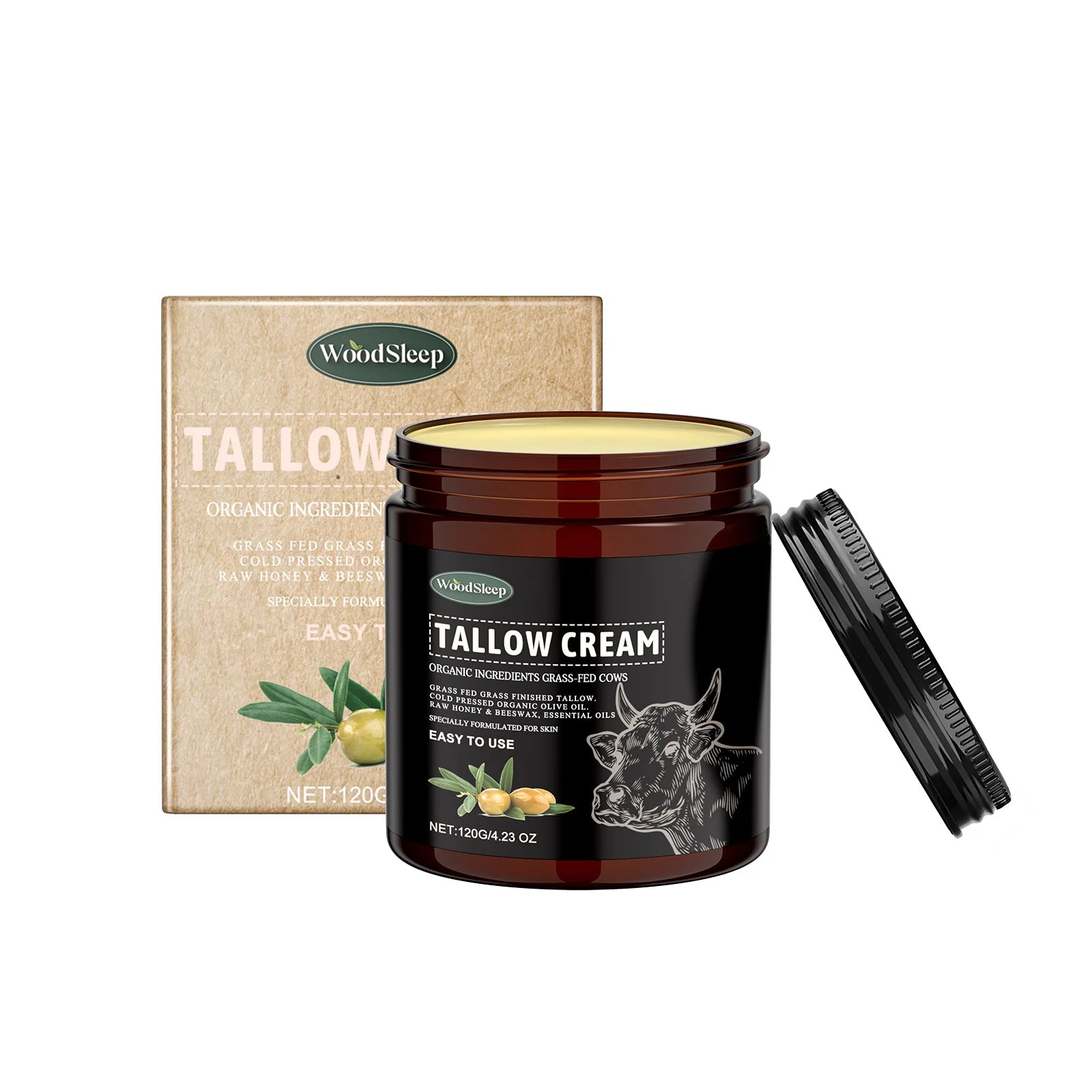 Grass-Fed Tallow Body Cream – Acne Care & Deep Moisturizer Tallow Body Cream Oasis Select 120g boxed