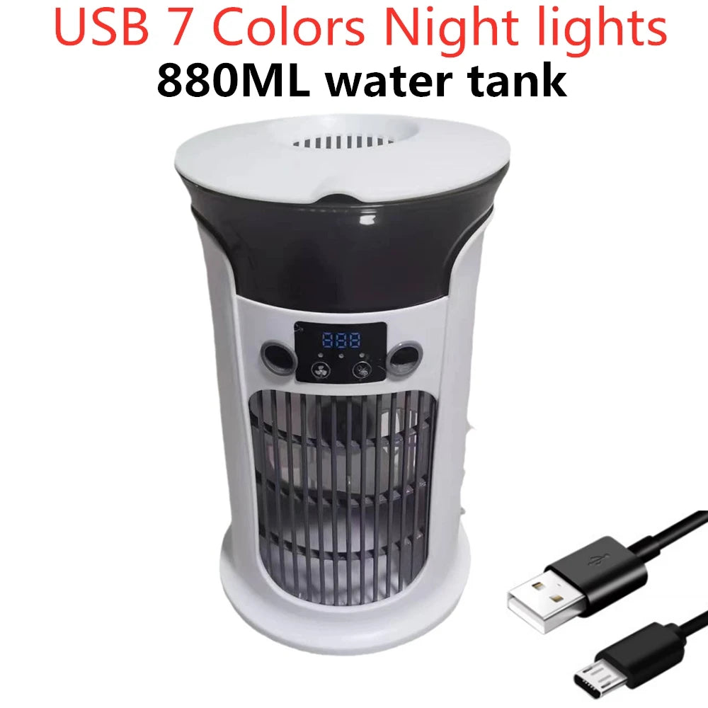 USB Mini Air Cooler Fan | Misting, Humidifier & Night Light Portable Misting Fan Oasis Select