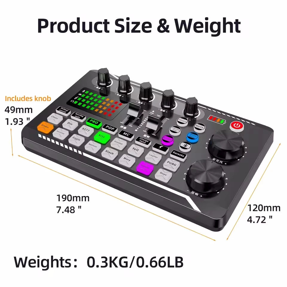 AyeBeau F988 Bluetooth Sound Card Mixer & Condenser Mic