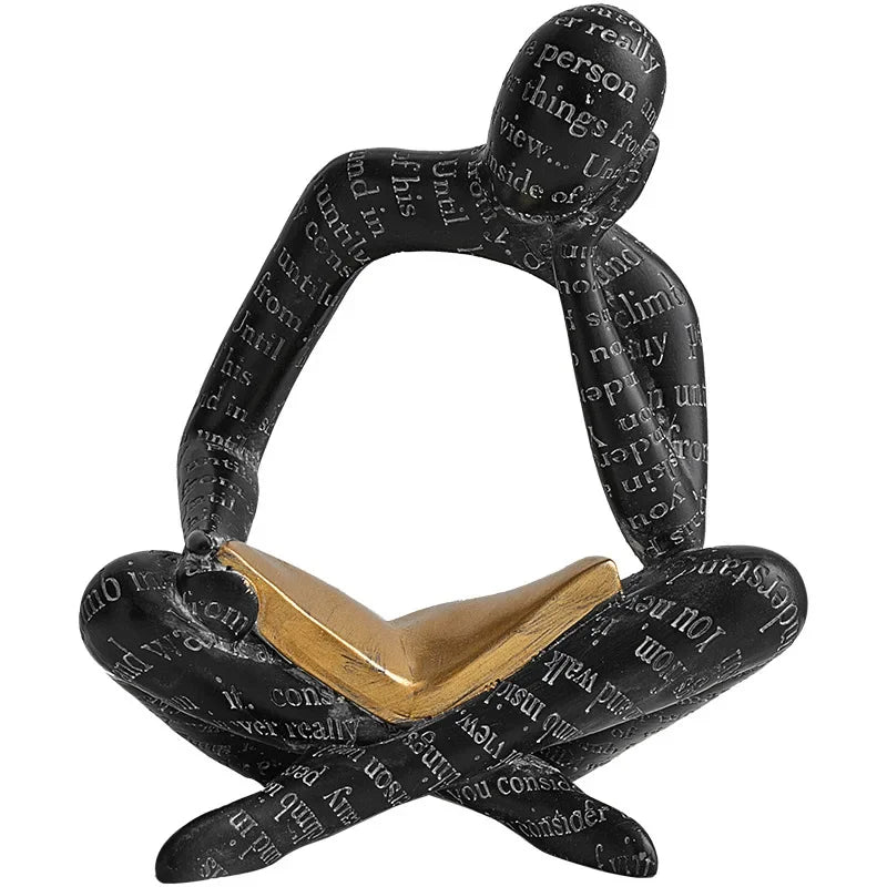 Reading Woman Statue Resin Abstract Thinker Desktop Sculptures Home Room Bedroom Figurine Livingroom Ornaments Decoration Oasis Select