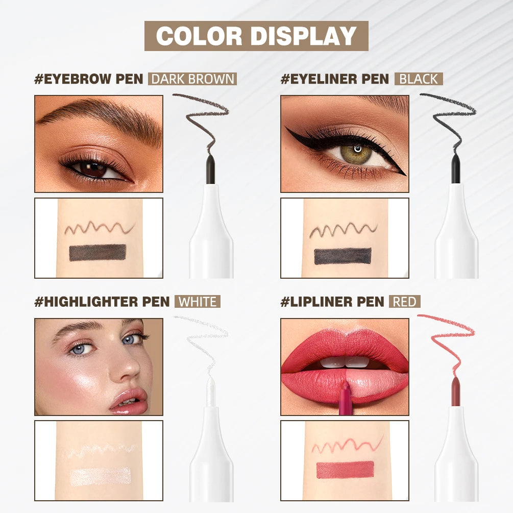 QiBest 4-in-1 Makeup Pen – Eyeliner, Brow, Lip & Highlighter