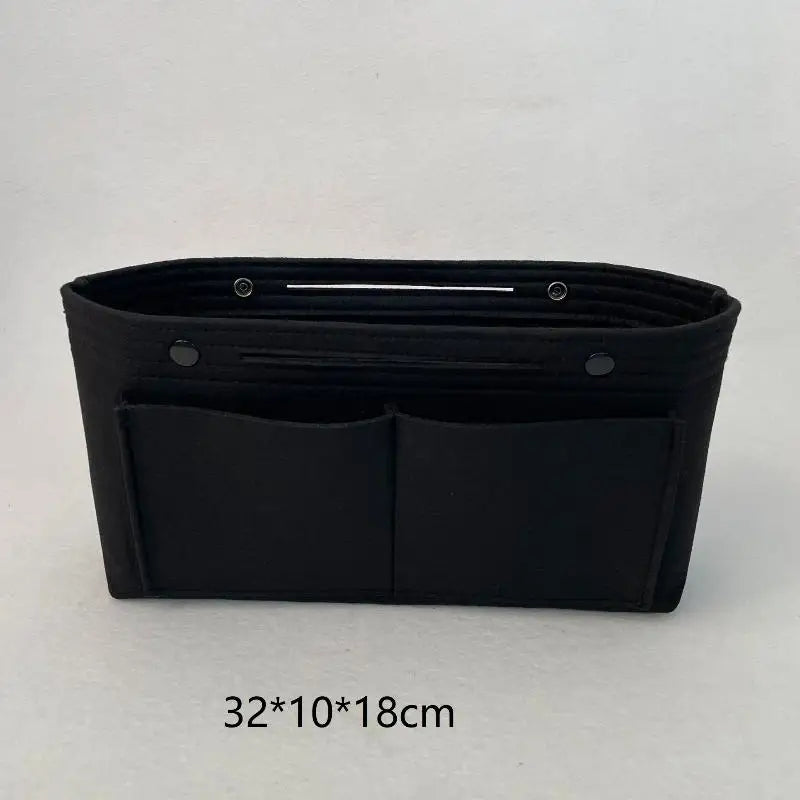Felt Insert Bag Organizer | Multi-Pocket Travel Cosmetic Tote Bag Insert Organizer Oasis Select Black L